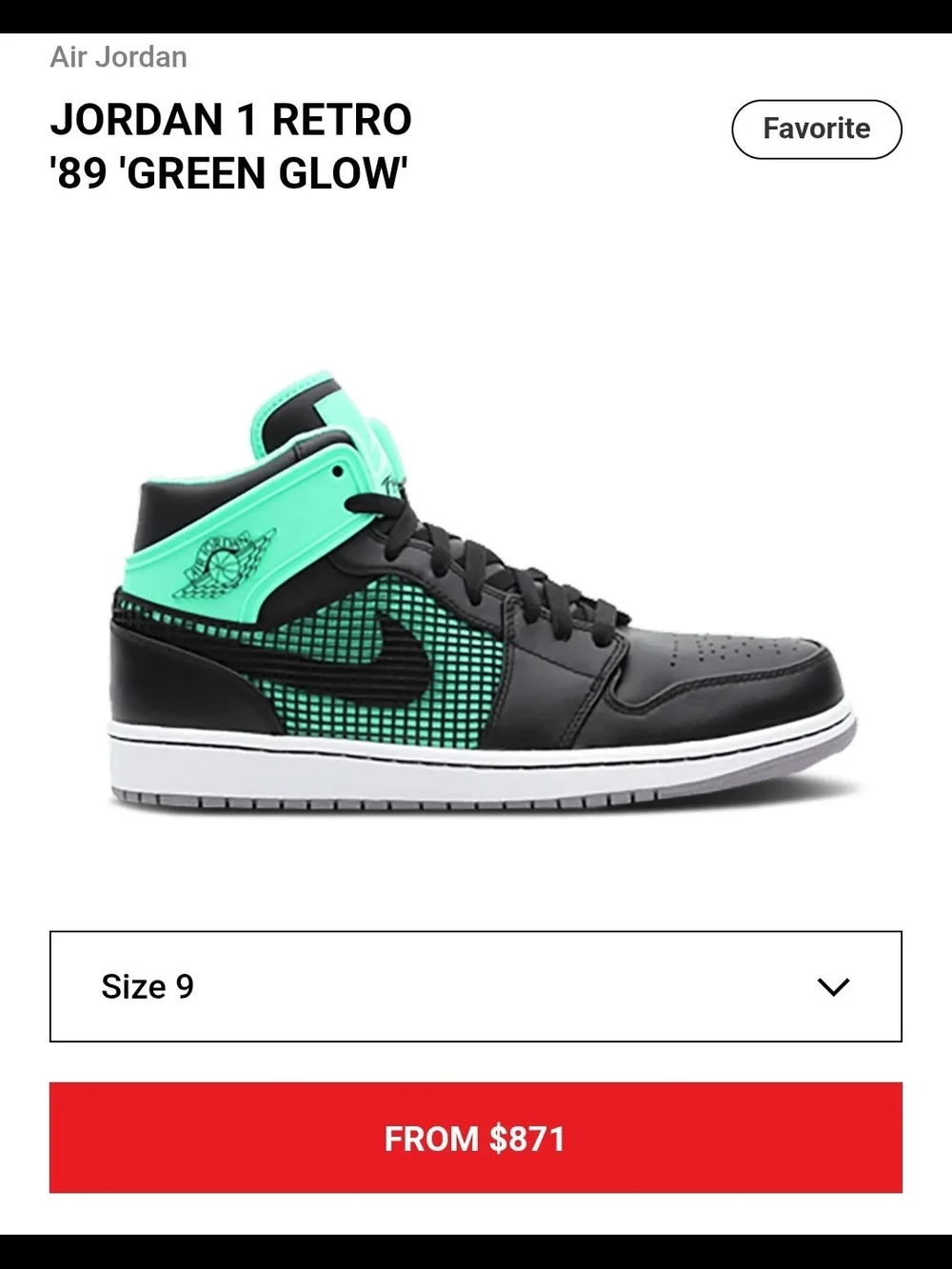 Jordan 1 Retro Black and Mint Green Glow Hi-Top Sneakers